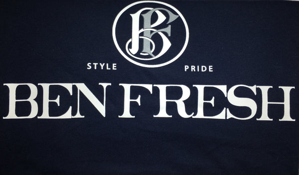 Premium Fitted (Navy) Ben Fresh Letter Head Short-Sleeve Crew Neck T-Shirt