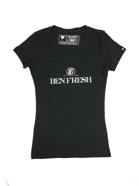 Womens Ben Fresh Letter Head Sporty V-Neck T-Shirt