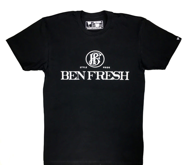 Premium Fitted (Black) Ben Fresh Letter Head Short Sleeve Crew Neck T-Shirt