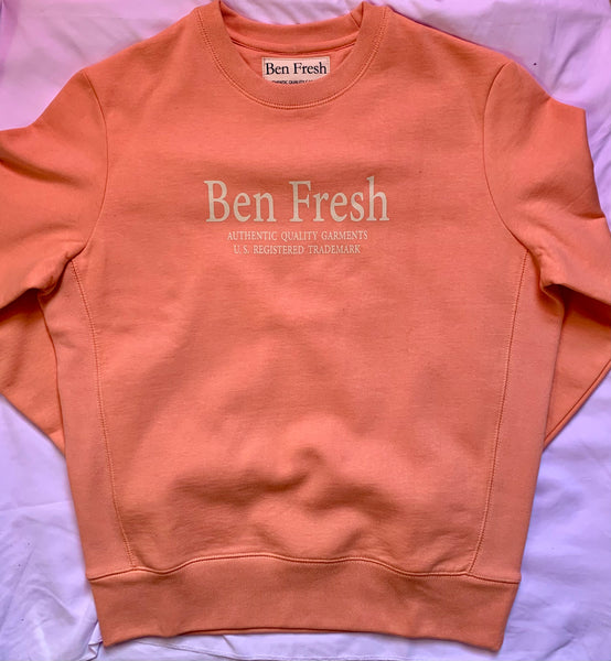 Ben Fresh Salmon (cream graphic) Organic Cotton Crewneck sweatshirt